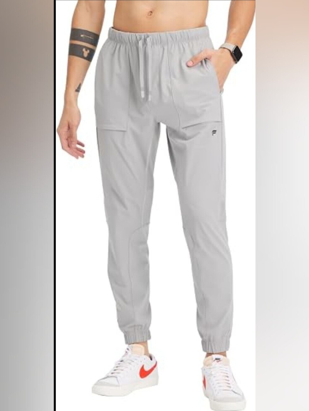 Fabletics Men’s XL Gray Performance Jogger Pants Nylon Spandex Athletic